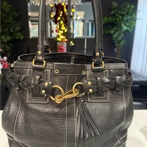 Coach Black Leather Tote Bag